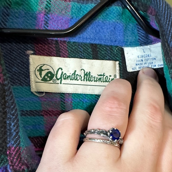 Vintage 100% cotton  funky multi color plaid flannel Gander Mountain size large - Picture 2 of 8